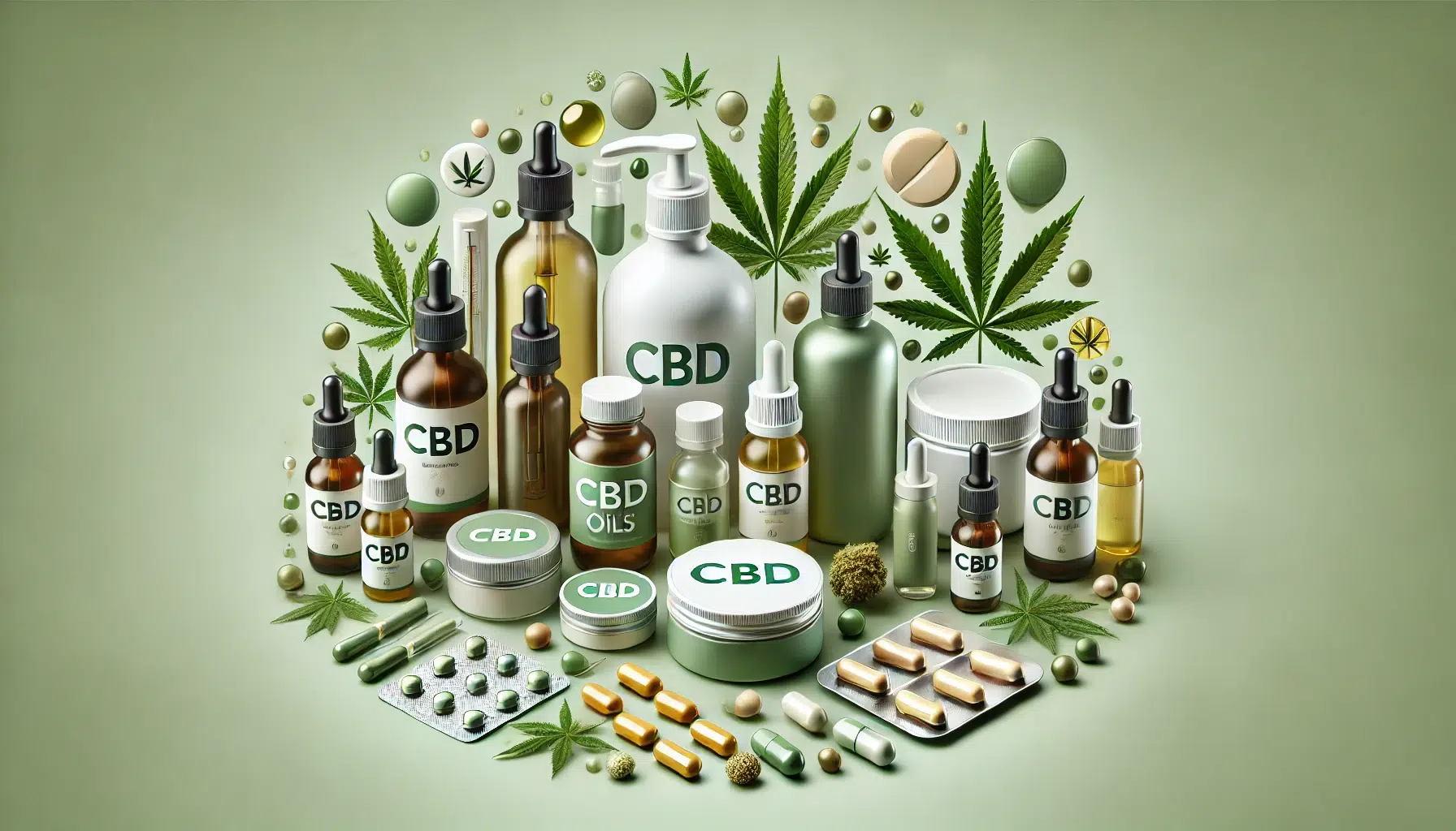 DALL&middot;E 2024-11-12 17.18.04 - A highly detailed, text-free image representing CBD in a clean, minimalist style. The image includes a variety of CBD products such as oils, capsules,