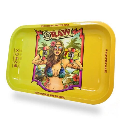 RAW Brazil 2 Girl Bikini Mittelgro&szlig;es Rolltablett aus Metall