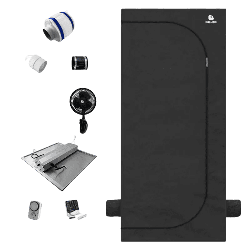 Growbox-Komponenten: LED-Lampe und Aktivkohlefilter