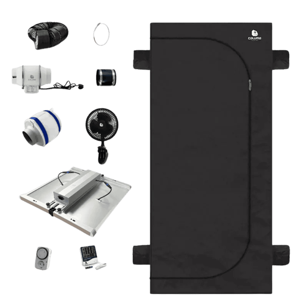 Growbox mit Lüftung, Beleuchtung und Thermometer